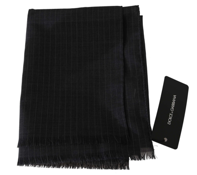 Shop Dolce & Gabbana Elegant Gray Striped Wool Men's Men's Scarf