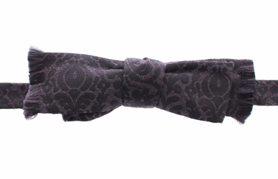 Shop Dolce & Gabbana Gray Black Wool Silk Bow Men's Tie