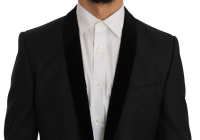 Shop Dolce & Gabbana Gray Black Tuxedo Gold Slim Fit Smoking Men's Suit