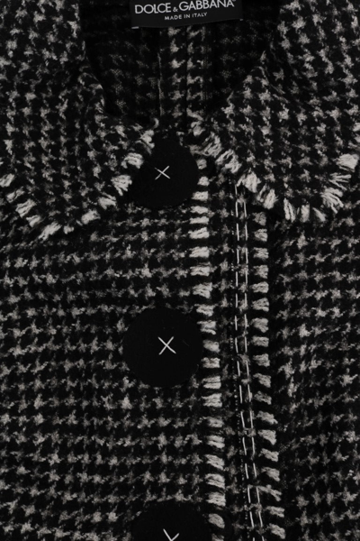Shop Dolce & Gabbana Gray Black Tweed Vest Women's Jacket
