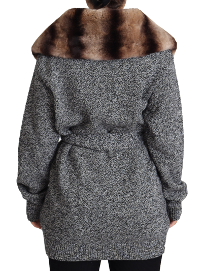 Shop Dolce & Gabbana Gray Cardigan Fur Coat Cashmere Women's Jacket