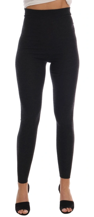 Shop Dolce & Gabbana Gray Cashmere Ribbed Stretch Women's Tights