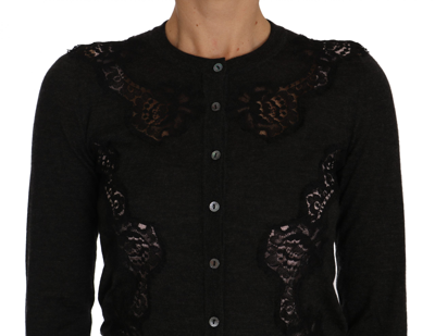 Shop Dolce & Gabbana Gray Cashmere Lace Button Up Cardigan Women's Sweater