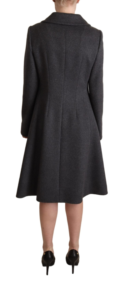 Shop Dolce & Gabbana Elegant Gray Cashmere Trench Women's Coat