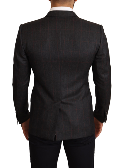 Dolce & Gabbana Gray Check Wool Slim Fit Blazer Jacket In Gray