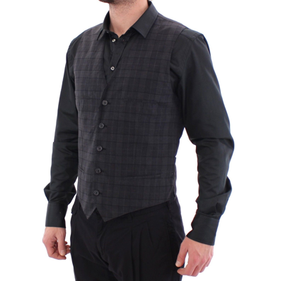 Shop Dolce & Gabbana Gray Checkered Formal Dress Vest Men's Gilet