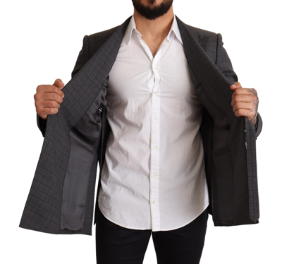 Dolce & Gabbana Gray Check Wool Slim Fit Blazer Jacket In Gray