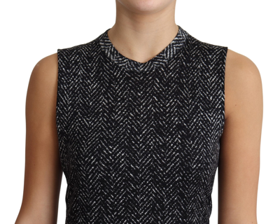 Shop Dolce & Gabbana Gray Chevron Wool Knit Ribbed Hems Tank Women's Top