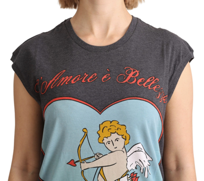 Shop Dolce & Gabbana Gray Cotton L' Amore Top Tank Women's T-shirt