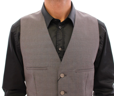 Shop Dolce & Gabbana Gray Cotton Slim Fit Button Front Dress Men's Vest