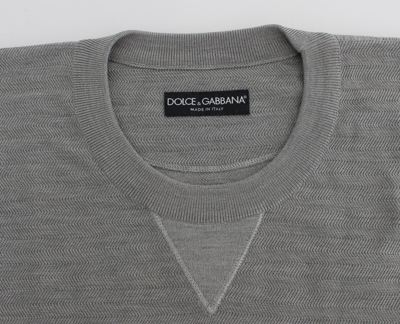 Shop Dolce & Gabbana Gray Crewneck Pullover Silk Men's Sweater