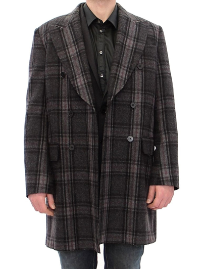 Shop Dolce & Gabbana Gray Double Breasted Coat Men's Jacket
