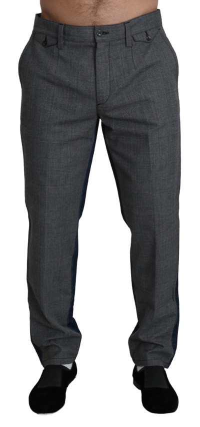 Shop Dolce & Gabbana Gray Dress Blue Denim Trousers Cotton Men's Pants