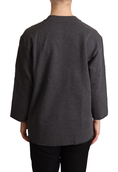 Dolce & Gabbana Gray Embroidered Women Pullover Sweater In Gray