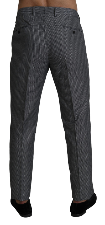 Shop Dolce & Gabbana Elegant Gray Slim Fit Dress Men's Trousers