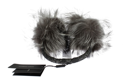Shop Dolce & Gabbana Gray Fox Fur Crystal Ear Women's Muffs
