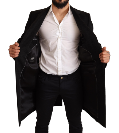 Shop Dolce & Gabbana Gray Long Cashmere Coat Men's Jacket
