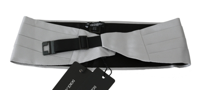 Dolce & Gabbana Gray Men Waist Belt 100% Silk Cummerbund In Gray