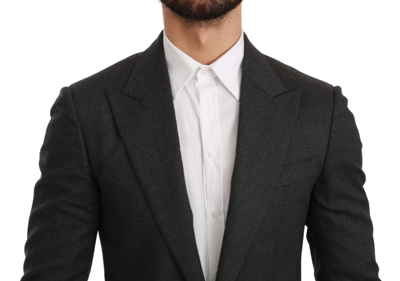 Dolce & Gabbana Black Single Breasted Formal Wool Blazer In Gray