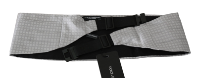 Dolce & Gabbana Gray Patterned Waist Belt Silk Cummerbund In Gray