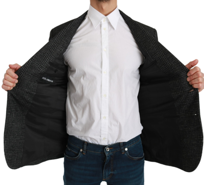 Shop Dolce & Gabbana Gray Plaid Check Slim Fit Jacket Men's Blazer