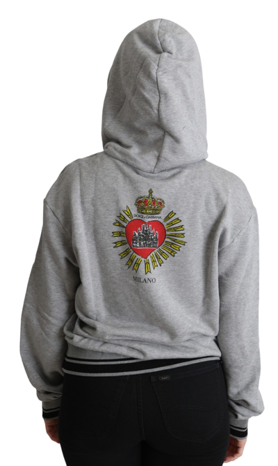Dolce & Gabbana Gray Printed Hooded Exclusive Logo Sweater In Gray