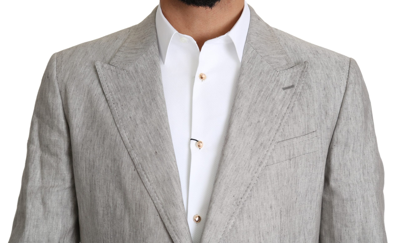 Shop Dolce & Gabbana Elegant Slim Fit Gray Linen-silk Men's Suit