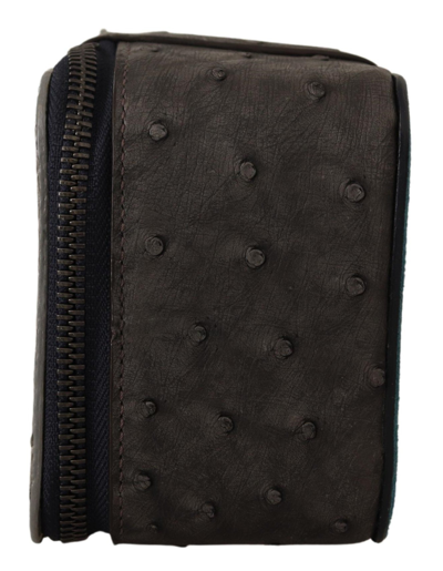 Dolce & Gabbana Gray Skin Leather Vanity Case Toiletry Shaving Bag In Gray