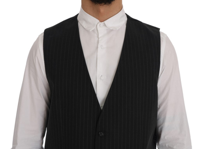 Shop Dolce & Gabbana Gray Staff Cotton Striped Men's Vest