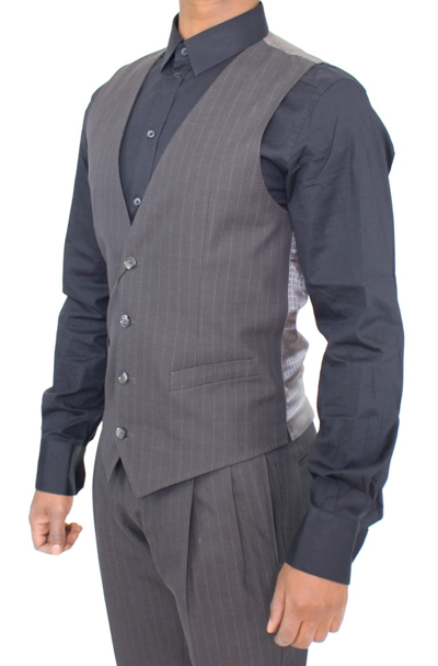 Shop Dolce & Gabbana Gray Striped Formal Dress Men's Vest