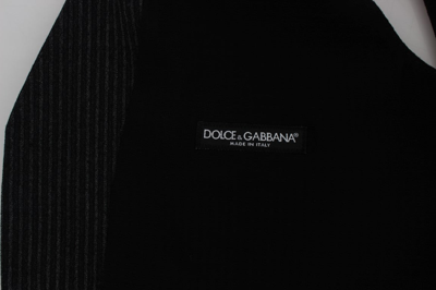 Shop Dolce & Gabbana Elegant Gray Striped Wool Men's Vest