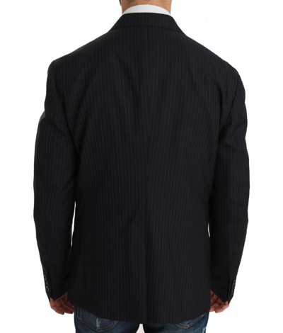 Shop Dolce & Gabbana Gray Striped Wool Jacket Coat Slim Men's Blazer