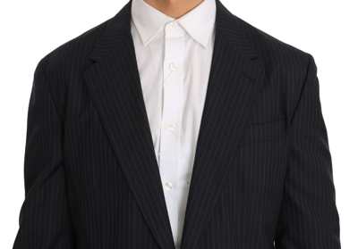Shop Dolce & Gabbana Gray Striped Wool Jacket Coat Slim Men's Blazer