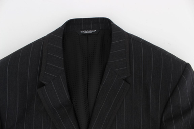 Shop Dolce & Gabbana Gray Striped Slim Fit Wool Men's Blazer