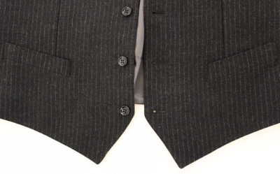 Shop Dolce & Gabbana Gray Striped Wool Dress Vest Men's Gilet