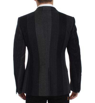 Shop Dolce & Gabbana Gray Striped Wool Stretch Men's Blazer