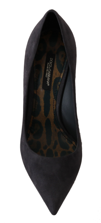 Shop Dolce & Gabbana Gray Suede Leather Stiletto  Shoes Women's Heels