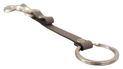 Shop Dolce & Gabbana Gray Textured Leather Silver Metal Hook Men's Keychain