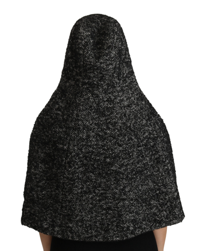 Dolce & Gabbana Gray Tweet Wool Shoulder Hat Hooded Scarf In Gray