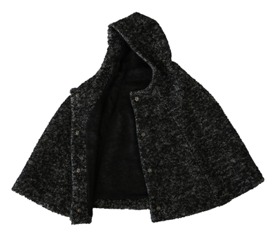 Dolce & Gabbana Gray Tweet Wool Shoulder Hat Hooded Scarf In Gray