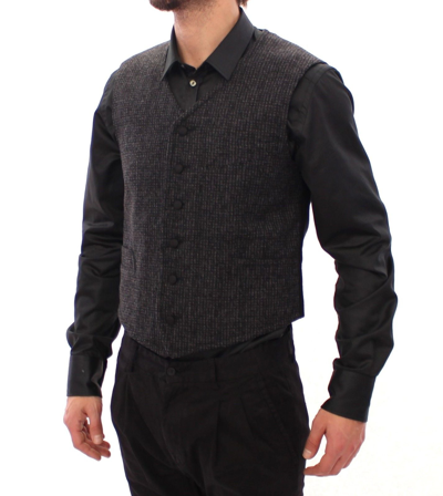 Shop Dolce & Gabbana Gray Wool Blend Vest Gilet Men's Weste