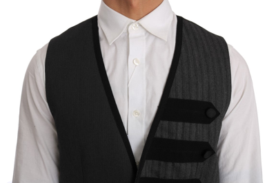 Shop Dolce & Gabbana Gray Wool Patterned Slim Men's Vest