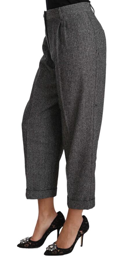 Shop Dolce & Gabbana Gray Wool Pleated Cropped Trouser Women's Pants