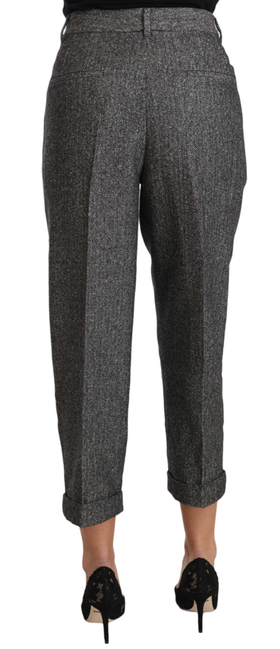 Shop Dolce & Gabbana Gray Wool Pleated Cropped Trouser Women's Pants