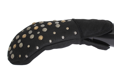 Shop Dolce & Gabbana Gray Wool Shearling Studded Men's Gloves