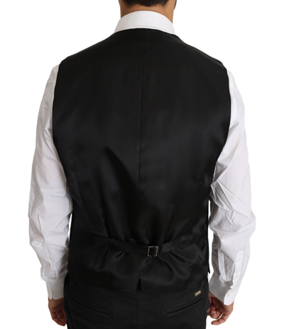 Shop Dolce & Gabbana Gray Wool Silk Waistcoat Men's Vest