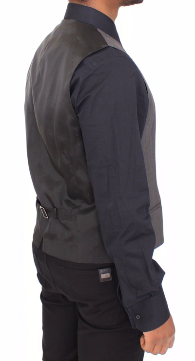 Shop Dolce & Gabbana Gray Wool Stretch Dress Vest Jacket Men's Blazer