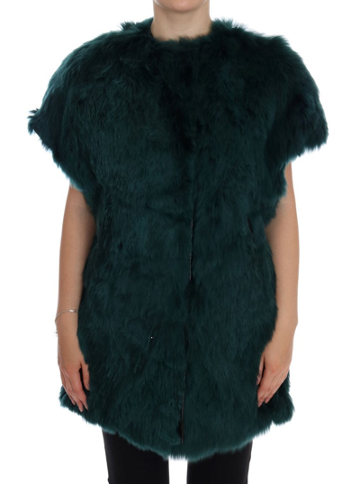 Shop Dolce & Gabbana Green Alpaca Fur Vest Sleeveless Women's Jacket