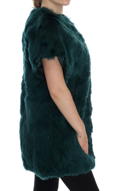 Shop Dolce & Gabbana Green Alpaca Fur Vest Sleeveless Women's Jacket