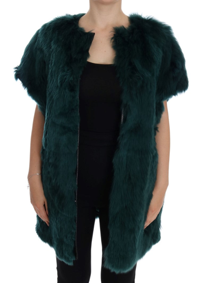 Shop Dolce & Gabbana Green Alpaca Fur Vest Sleeveless Women's Jacket